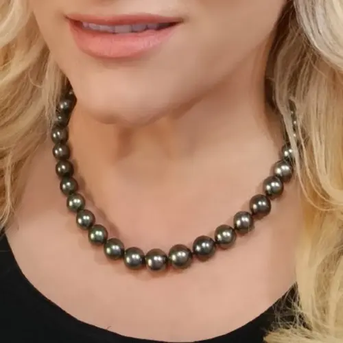 Colier perle Tahitiene 9–11 mm, aur galben 14K | KASKADDA®
