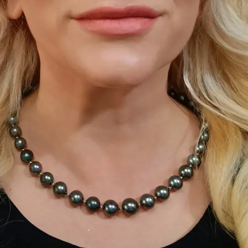 Colier perle Tahitiene 9–11 mm cu bile aur 14K | KASKADDA®