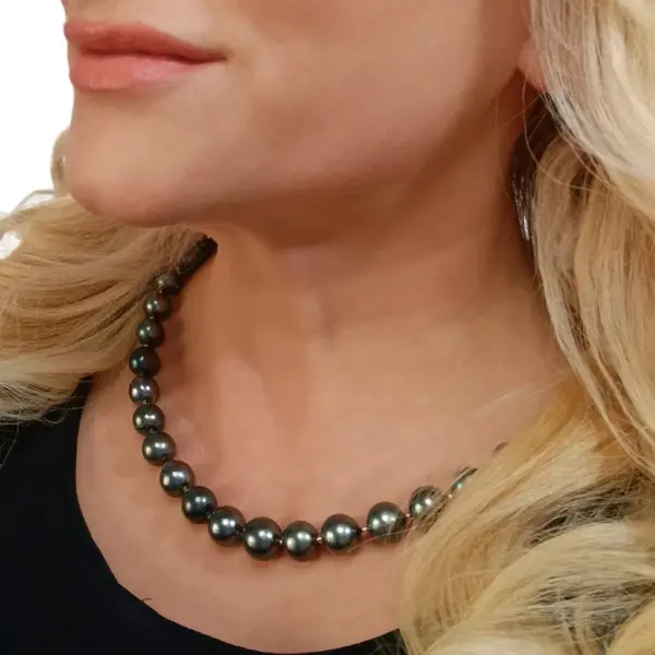 Colier perle Tahitiene 9–11 mm cu bile aur 14K | KASKADDA®