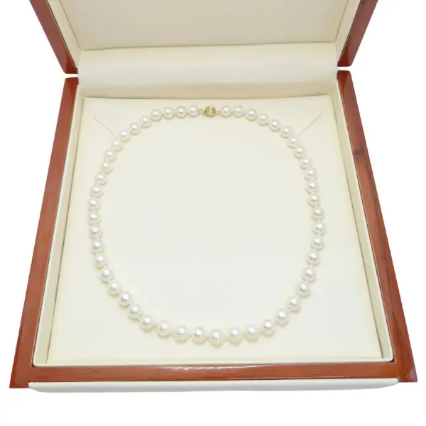 Colier Perle Akoya Japoneze, 7,5–8 mm, Aur Galben 14K,| KASKADDA®