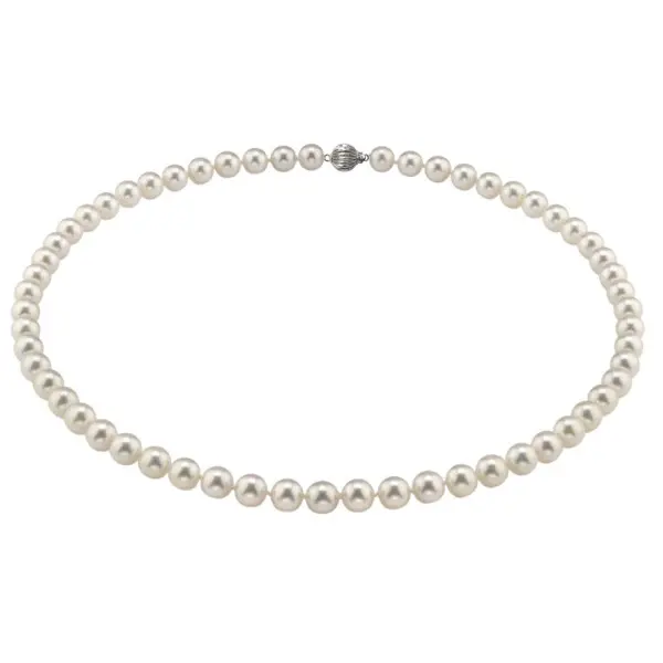 Colier Perle Akoya Japoneze, 7,5–8 mm, Aur Alb 14K | KASKADDA®
