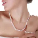 Set Clasic Perle Naturale Albe si Argint 6 mm