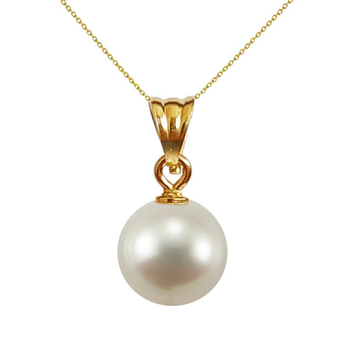 Colier Perla Naturală Albă, 8 mm, Aur 14K | KASKADDA®