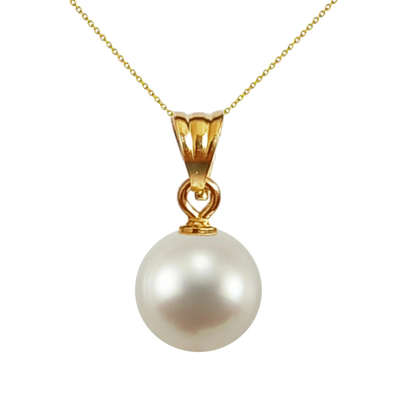 Colier Perla Naturală Albă, 8 mm, Aur 14K | KASKADDA® Colier Perla Naturală Albă, 8 mm, Aur 14K | KASKADDA®