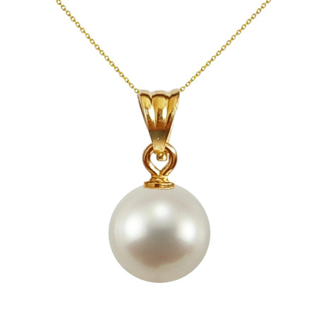 Colier Perla Naturală Albă, 8 mm, Aur 14K | KASKADDA®