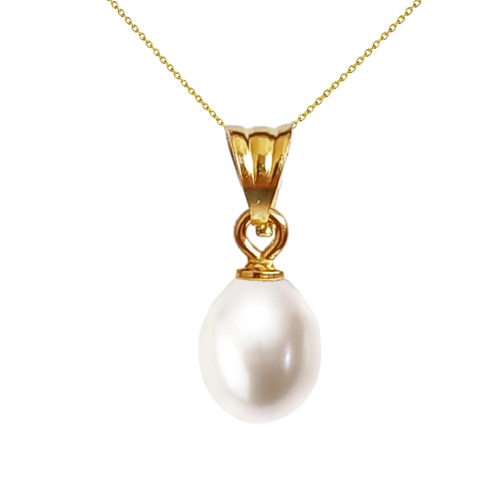 Colier Perla Naturala Albă 6/8 mm, Aur 14K (aur 585) | KASKADDA®
