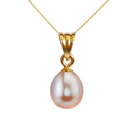 Colier Perla Naturala Lavandă 6/8 mm, Aur 14K (aur 585) | KASKADDA®
