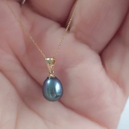 Colier cu Perlă Naturală Neagră, 6/8 mm, AAA | KASKADDA®