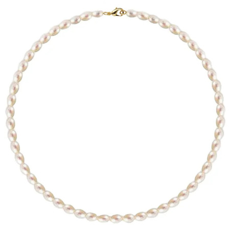 Colier Perle Naturale Albe Ovale, Aur 14K (aur 585) | KASKADDA®