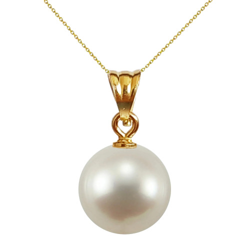 Colier Perla Naturală Albă, 10 mm, Aur 14K | KASKADDA®