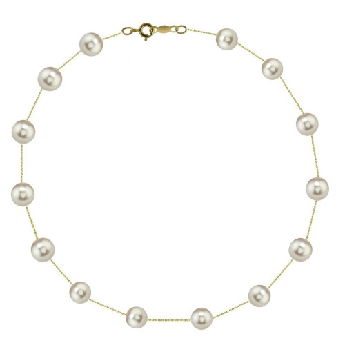 Colier Perle Naturale, Office, 7–8 mm, Aur 14K | KASKADDA®