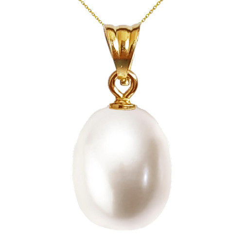 Colier Perla Naturală Albă, 11/9 mm, Aur 14K | KASKADDA®