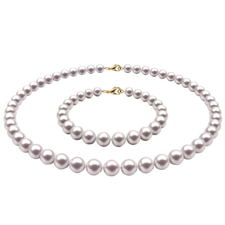 Set Perle Naturale Albe 6–7 mm, Aur 14K – Colier și Brățară | KASKADDA®