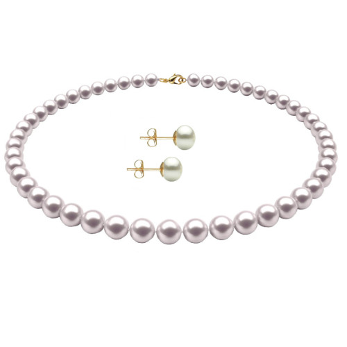 Set Perle Albe 6–7 mm, Aur 14K – Colier și Cercei | KASKADDA®