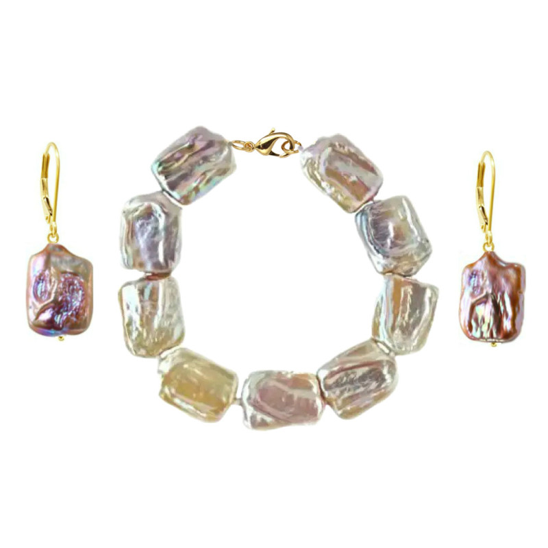 Set Aur 14k Bratara si Cercei Perle Naturale Baroque Set Aur 14k Bratara si Cercei Perle Naturale Baroque