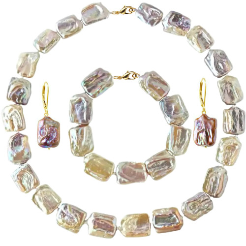Set Perle Baroque Multicolore, Aur 14K – Colier, Brățară, Cercei | KASKADDA®