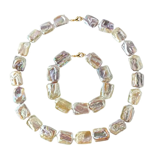 Set Perle Baroque Multicolore, Aur 14K – Colier și Brățară | KASKADDA®