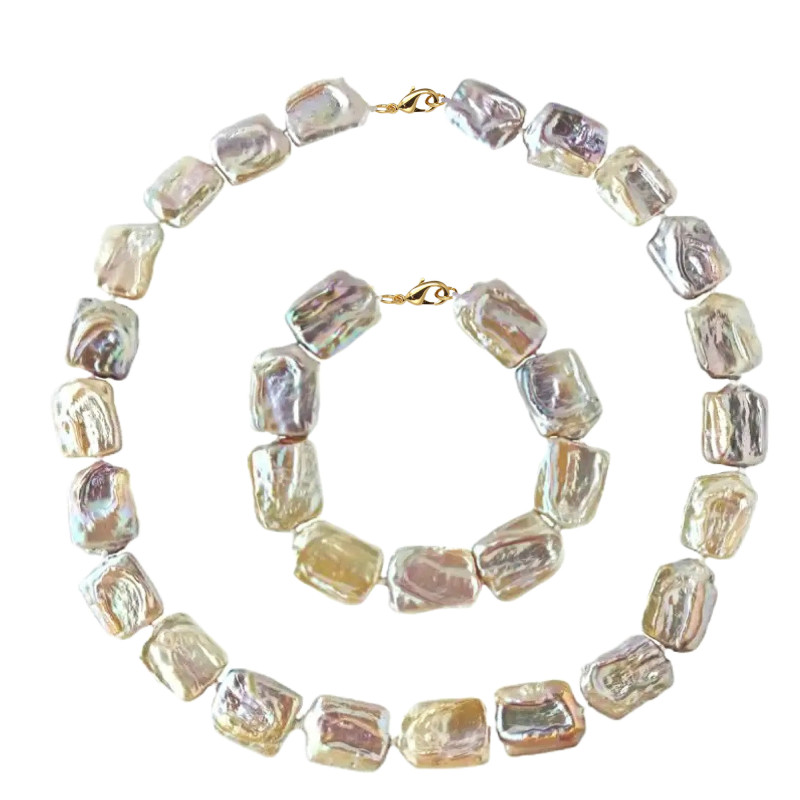 Set Perle Baroque Multicolore, Aur 14K – Colier și Brățară | KASKADDA® Set Perle Baroque Multicolore, Aur 14K – Colier și Brățară | KASKADDA®