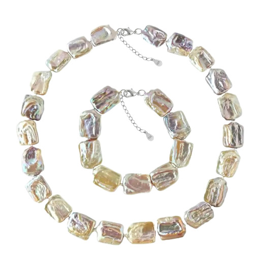 Set Perle Baroque Multicolore, Argint 925 – Colier și Brățară | KASKADDA®