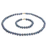 Set Perle Naturale Negre 7–8 mm, Aur 14K, Colier și Brățară | KASKADDA®
