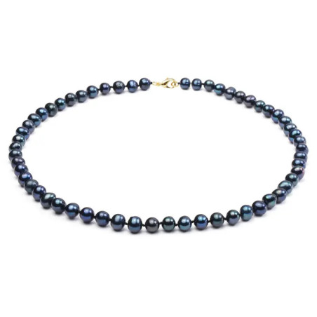 Set Perle Naturale Negre 7–8 mm, Aur 14K, Colier și Brățară | KASKADDA®