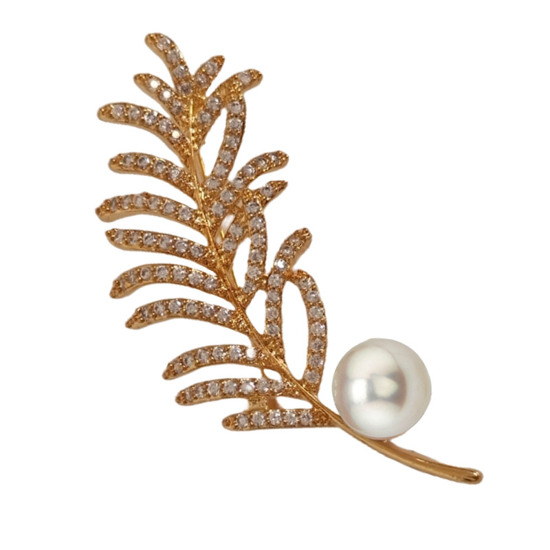 Brosa Fantasy cu Perla Naturala Alba Mare, de 9-10 mm Brosa Fantasy cu Perla Naturala Alba Mare, de 9-10 mm