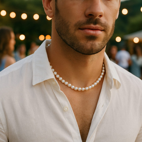 Colier perle barbati, albe, 6–7 mm, aur 14K| KASKADDA®