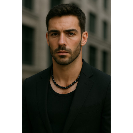 Colier perle barbati negre 7–8 mm, Aur 14K | KASKADDA®