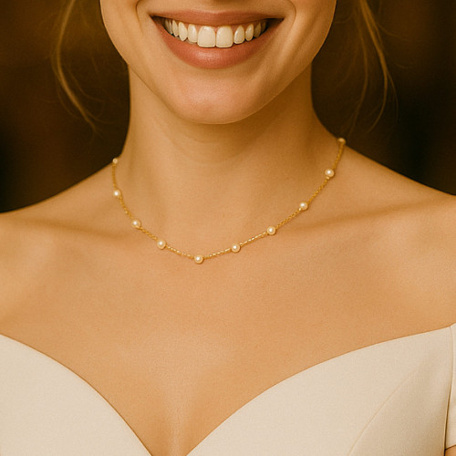 Colier Perle Naturale 4–5 mm, Aur 14K, Office | KASKADDA®