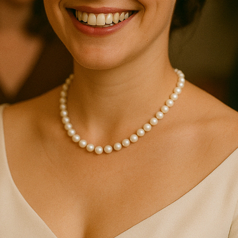 Colier perle la baza gatului 7–8 mm, Aur 14K | KASKADDA® Colier perle la baza gatului 7–8 mm, Aur 14K | KASKADDA®