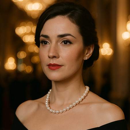 Colier perle la baza gatului 9–10 mm, aur 14K | KASKADDA®