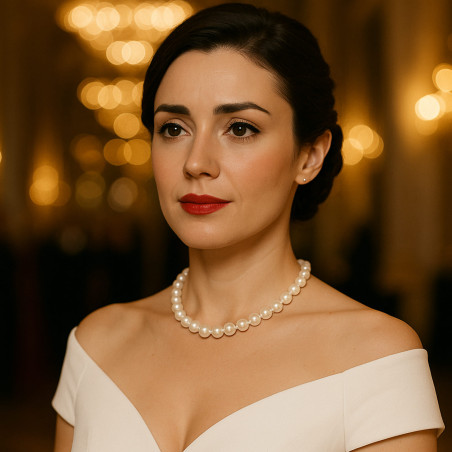 Colier perle la baza gatului 9–10 mm, aur 14K | KASKADDA®