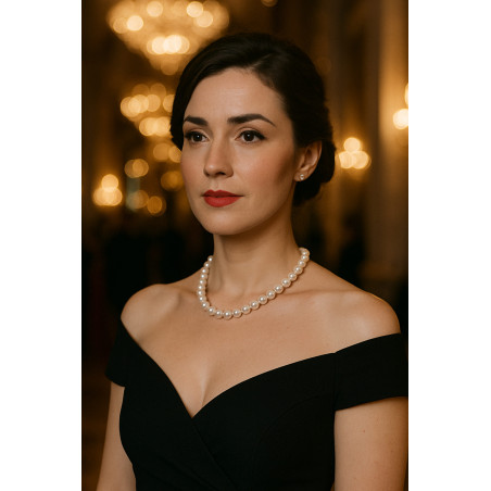 Colier perle la baza gatului 9–10 mm, aur 14K | KASKADDA®