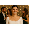 Colier cu Perlă Albă Naturală 8 mm, Aur Galben 14K, Vedere Frontală, Petrecere cu Prieteni