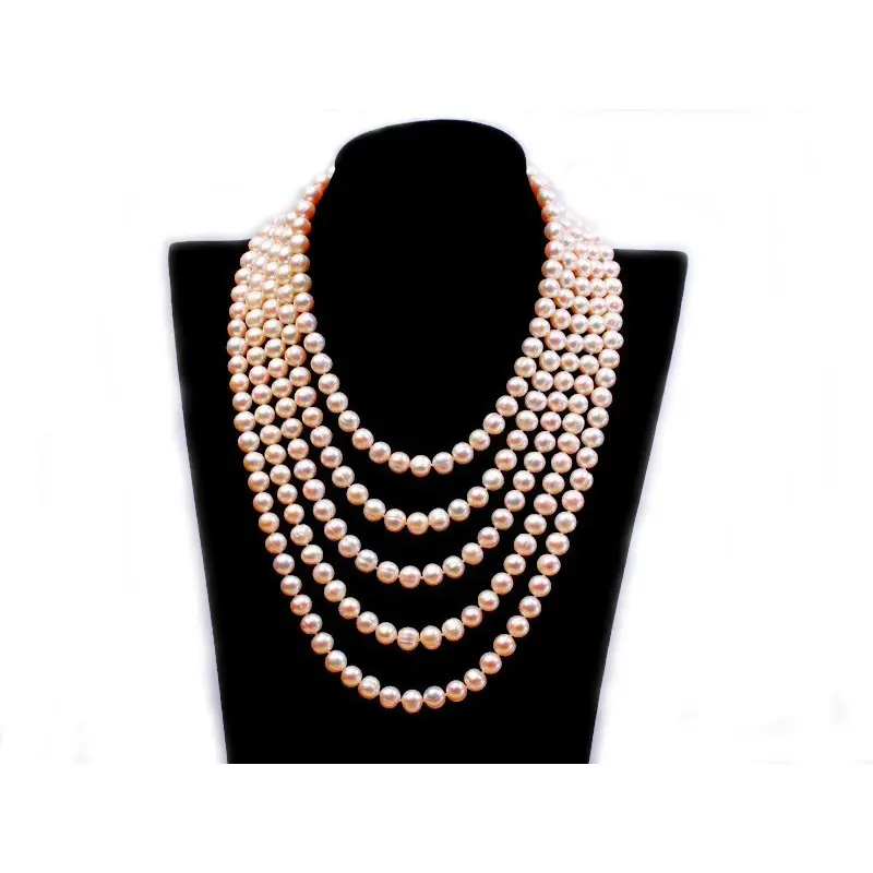 Colier Extravagance cu perle roz de 8 mm