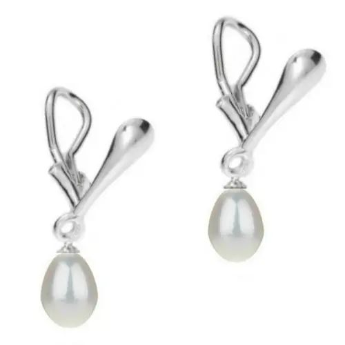 Cercei Argint Clips cu Perle Naturale Teardrops Albe