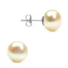 Cercei de Aur Alb cu Perle Naturale Crem 7 mm