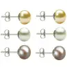 Set Cercei Argint cu Perle Naturale Crem, Albe si Lavanda de 7 mm