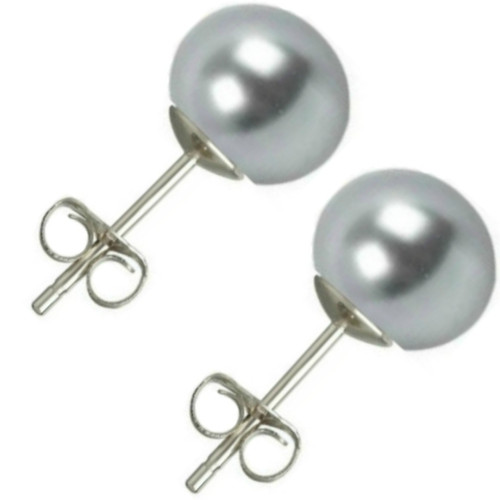 Cercei Argint Rodiat cu Perle Naturale Gri 7-8 mm