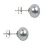 Cercei Argint cu Perle Naturale Buton, Gri, de 9-10 mm