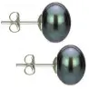 Cercei Kaskadda din Argint, Tip Surub cu Perle Naturale Negre, Calitatea AAA, de 9-10 mm