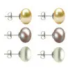 Set Cercei Argint cu Perle Naturale Crem, Lavanda si Albe de 10 mm