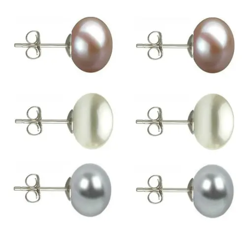 Set Cercei Argint cu Perle Naturale Lavanda, Albe si Gri de 10 mm