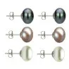 Set Cercei Argint cu Perle Naturale Negre, Lavanda si Albe de 10 mm