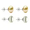 Set Cercei Argint cu Perle Naturale Crem si Albe de 10 mm