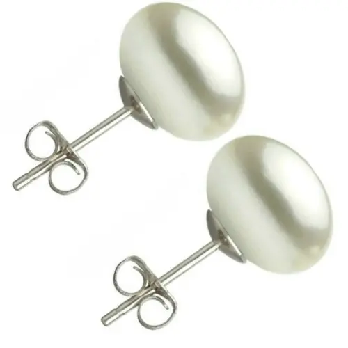 Set Cercei Argint cu Perle Naturale Crem si Albe de 10 mm