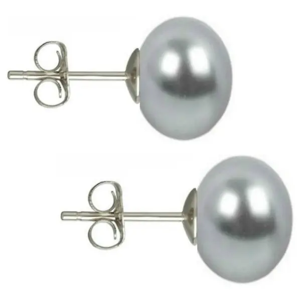 Set Cercei Argint cu Perle Naturale Crem si Gri de 10 mm