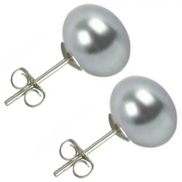 Set Cercei Argint cu Perle Naturale Gri si Albe de 10 mm