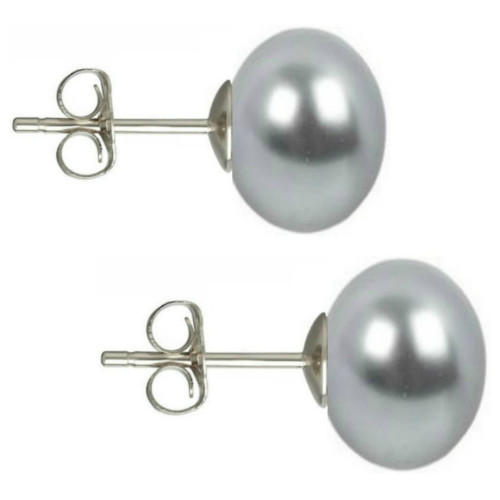 Set Cercei Argint cu Perle Naturale Gri si Lavanda de 10 mm