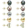 Set 5 Perechi Cercei Aur cu Perle Naturale de 10 mm